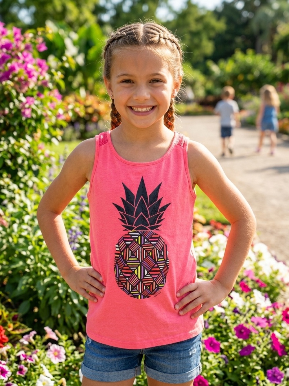 Justice Pink Pineapple Graphic Tank Top